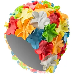 Women's Stylish Heavy-Duty Rubber Flower Swim Cap for Hair Protection, Ideal for Water Enthusiasts