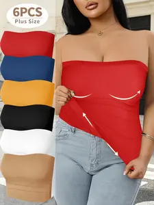 6-Pack Plus Size Wireless Bra Set, Strapless Push-Up Bras, Tummy Control Shapewear, Anti-Slip Invisible Underwire Free Lingerie