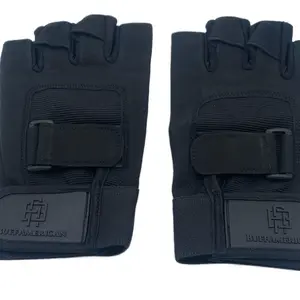 BUFF AMERICAN Weight Lifting Gloves, Suede Leather with Silicon Palms, Printed Rubber Pulling Tabs, Black Logo Wrist Strap.
