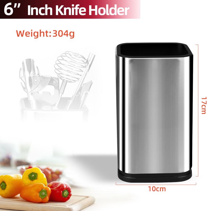 Universal Knife Block Holder, Stainless Steel Knife Stand Without Knives, Safe Space Saver Stable Knife Storage with Scissors Slot, Detachable for Easy Cleaning, Kitchen Organizer, Silver