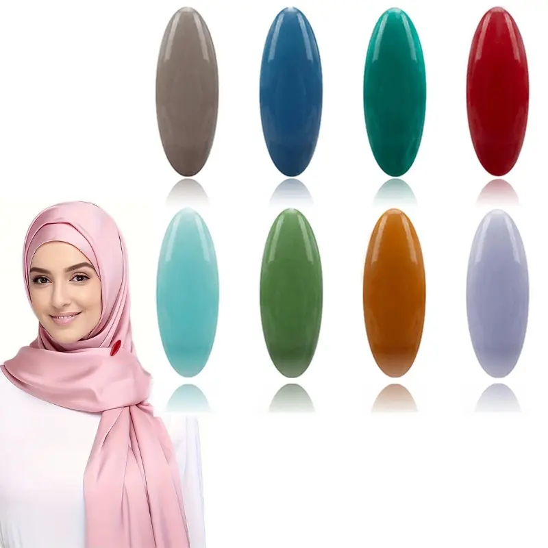 8 Multi-Color Headscarf Safety Pins - Plastic Scarf Clips for Women, For Muslim, Multi-Color Plastic Hair Accessories with Safety Clasp, Suitable for Headscarves, Headwraps, Hats, Hijab