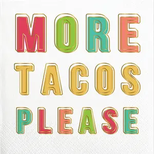 More Tacos Please Gold Foil Napkins