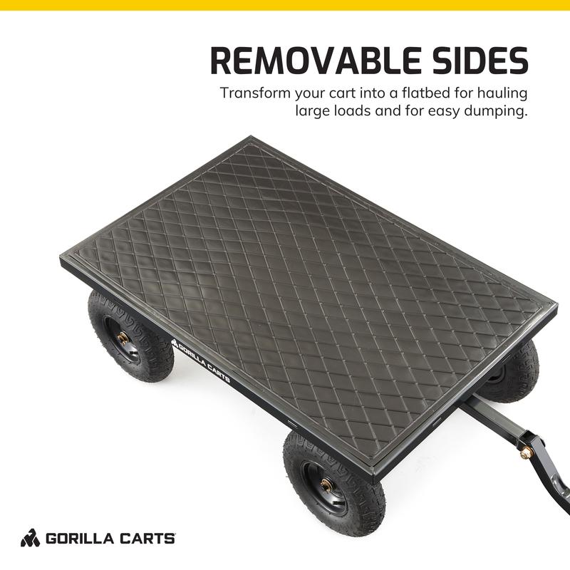 Gorilla Cart GOR1200-COM 9 Cubic Feet Heavy Duty Steel Utility Wagon Cart, Black