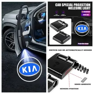 4-Pack Kia Emblem Car Door Courtesy Lights, Fit Kia K2/K3/Sportage Compact Cars & SUVs, Easy Peel-and-Stick Installation, Non-Destructive & Drill-Free Design