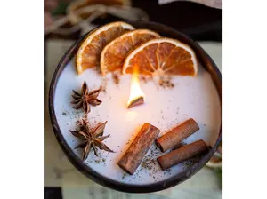 Coconut Candle Bowl – Custom Scented Fall Candle, Holiday Home Decor Gift