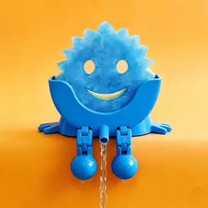 Cute Kitchen Sponge Drain Rack Holder, Gradual Color Storage Shelf, Plastic Abs Material, with Drain Holes and Legs, Organiser