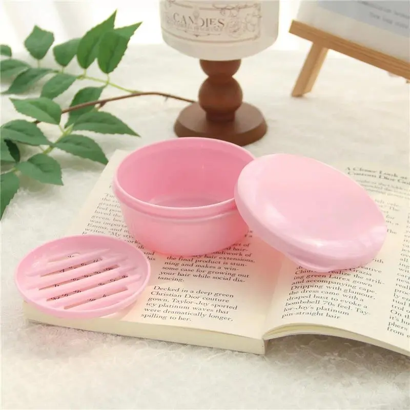 Plastic Soap Container Soap Bar Holder Travel Case Portable Round Soap Dishes with Lid Leak-Proof Soap Box for Shampoo Bar