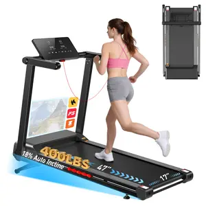 18% Auto Incline Treadmill, 400 LBS Capacity Folding Treadmill with 4.5HP Quiet Motor, 18" Wide Running Belt, 12 HIIT Programs & App Control for Home Gym
