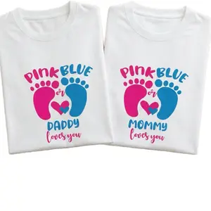 ELYON ATX Gender Reveal T Shirts Camiseta Unisex para Mamá y Papá Team Boy or Girl Pink Blue Mommy Daddy Loves You Camisetas Baby Shower Austin TX 100 Percent Cotton Premium Breathable Quality Vibrant Design Regalo Embarazo Fiesta Revelación