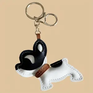 French Bulldog Puppy Multi-Layer Handmade Leather Car Keychain, Bag Lanyard, Clothing Matching Pendant & Charm, Unique Accessory Gift Idea, Car Key Ring