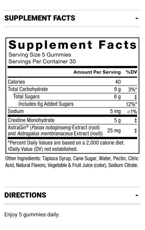 Force Factor Creatine Monohydrate Gummies, 5g Dose for Men & Women to Support Muscle, Strength, Recovery, Cognitive Health & Memory, Assorted Fruit Flavors, 150 Gummies