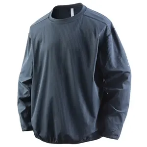 Men's Autumn Long Sleeve Crew Neck Pullover T-Shirt, Urban Commuter & Outdoor Sports Versatile Basic Solid Color Tee, Unisex Long Sleeve Thermal Shirt, Loose Fit Quick-Dry Activewear Top for Everyday & Outdoor Activities