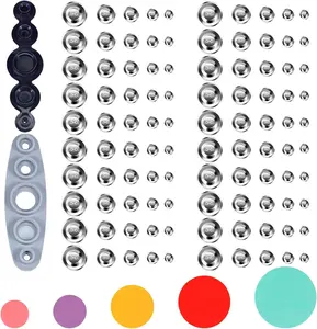 100 count Cover Button Kit with Tools, DIY Fabric Covered Buttons Set - 5 Sizes & Fabric Template for DIY Covered Buttons, Clothes, Hats, Sweaters, Backpacks and Crafts