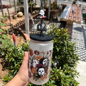 Horror Movie Floral Glass Can custom glass