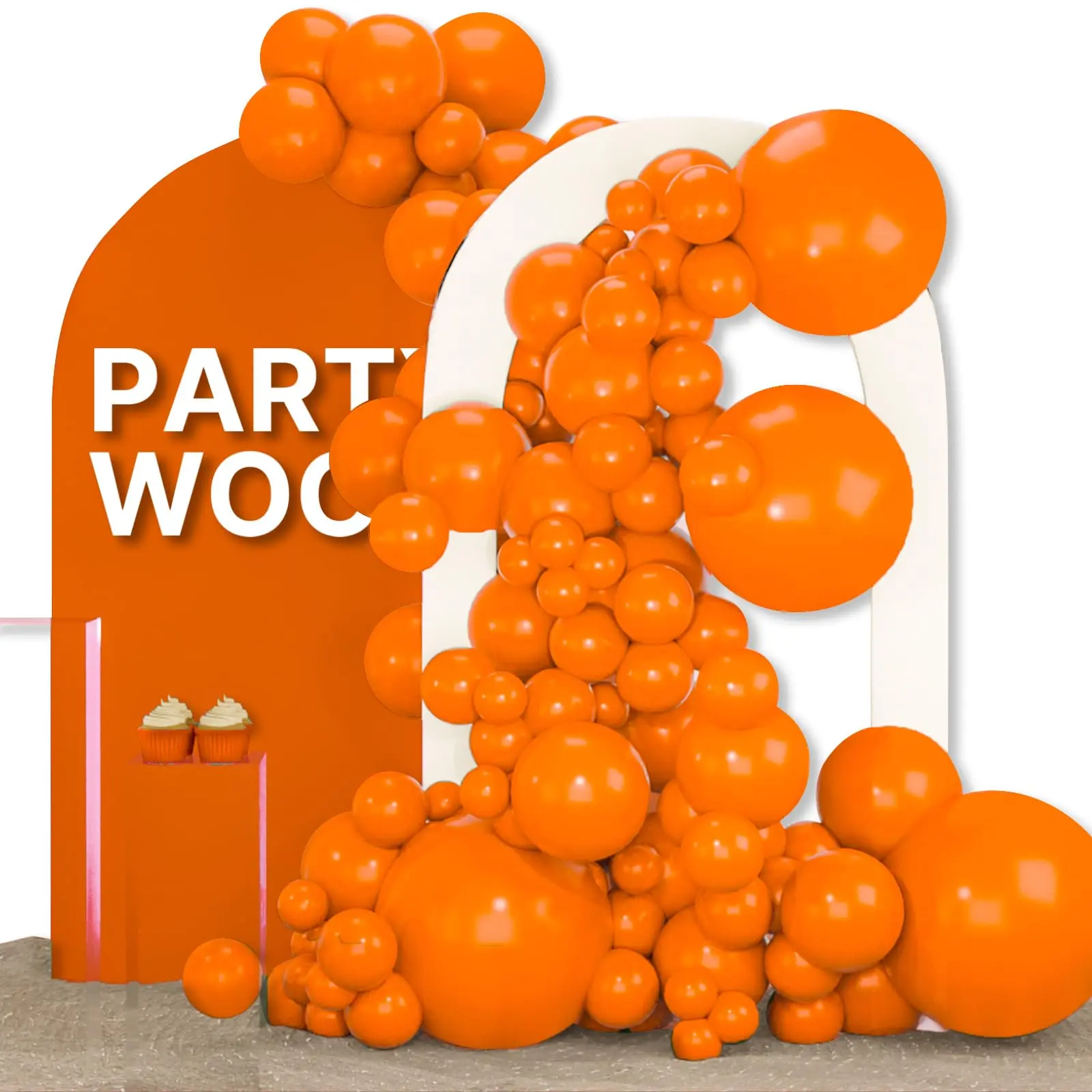 PartyWoo Thick Tropical Round Balloon Arch Set, 155pcs Matte 18/12/10/5in Balloon Clusters, for Thanksgiving-Birthday Party Decorations - Orange-Y9