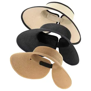 3PCS Womens Visor Hats Sun Protection Beach Visors For Womens Sun Visor Hat Roll Up Straw Hats For Women Hat For Travel Wide Brim Hats For Women