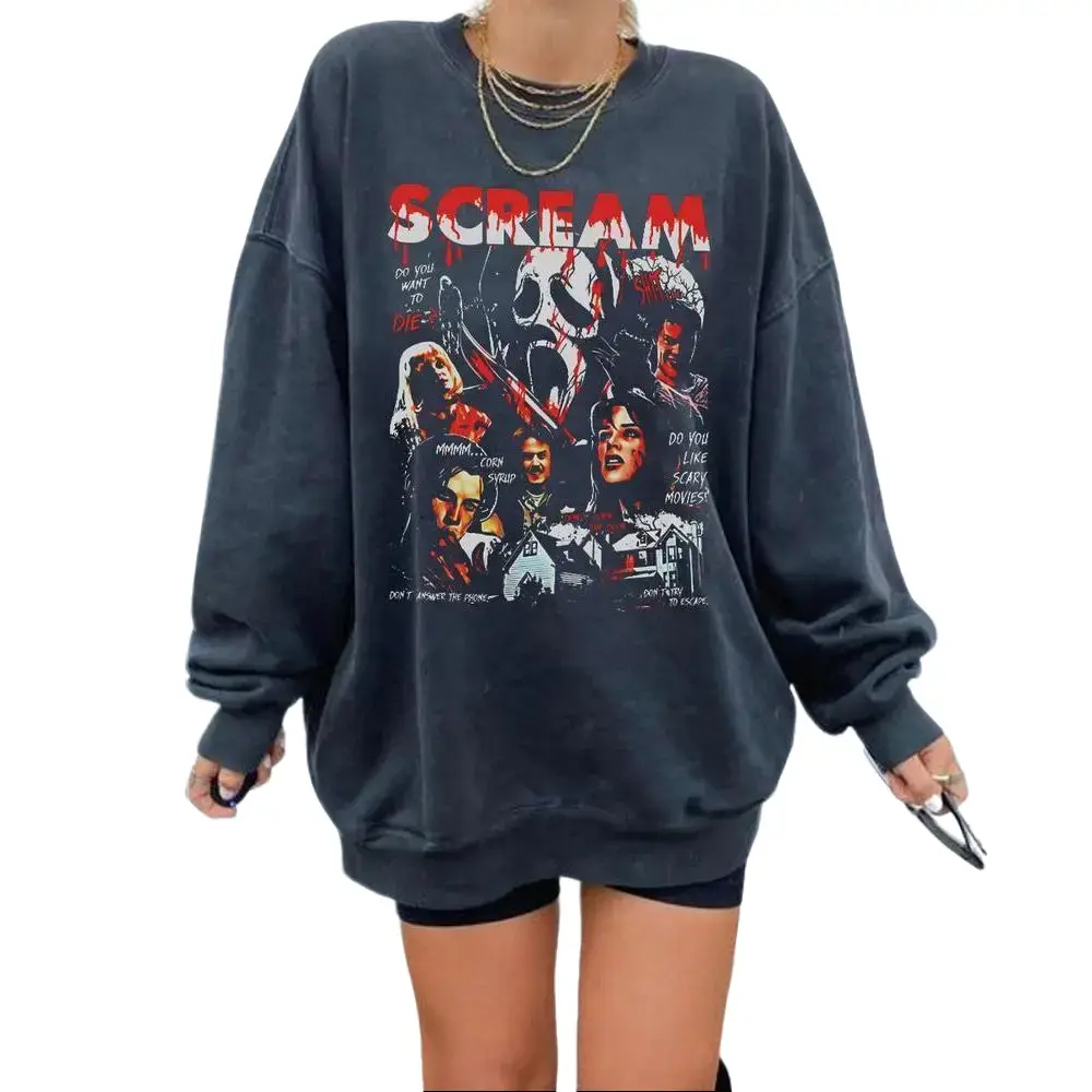 Vintage Ghostface Sweatshirt, 90s Halloween Shirt, Scream Ghostface Sweater, Summerween Shirt, Horror Movie Sweater