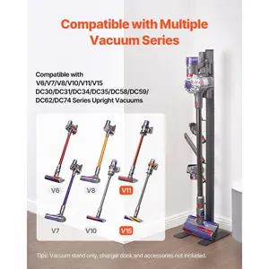 VEVOR Vacuum Stand, Compatible With Dyson V6 V7 V8 V10 V11 V15, Stable Vacuum Stand Holder with 6 Hooks for Dyson DC30 DC31 DC34 DC35 DC58 DC59 DC62 D74 Cordless Upright Vacuum Cleaners & Accessories