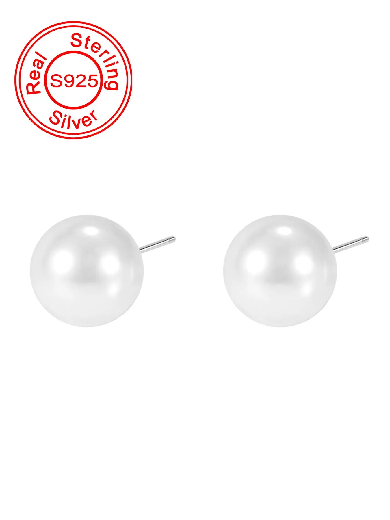 925 Sterling Silver Faux Pearl Decorated Stud Earrings, Pretty Studs, Fashionable Earrings for Women & Girls, Trendy All-match & Exquisite Jewelry for Birthday Gift