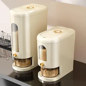 Rice Dispenser, Large Grain Container Storage with Lid Measuring Cylinder Household Cereal Dispenser Bucket for Kitchen .