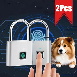 2 Pcs Advanced Pet Security Door Locks with Fingerprint Identification, Mini Smart Fingerprint Pet Padlock - Pet Theft Protection, Convenient Keyless Entry, Long-lasting USB Rechargeable Battery Life - Perfect for protecting pet suitcases and luggage