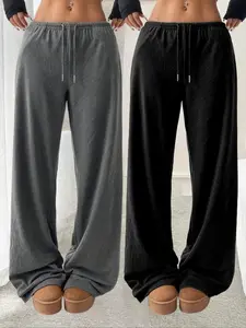 【Plus Size】 Solid Drawstring Waist Pants, Casual Comfy Pants for Women, Women's Trousers for Daily Wear（gift）