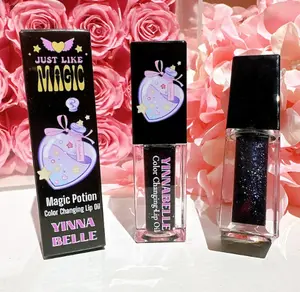 Magic Potion Color changing Lip oil, Black lipgloss, vegan lip tint, black glitter lip tint