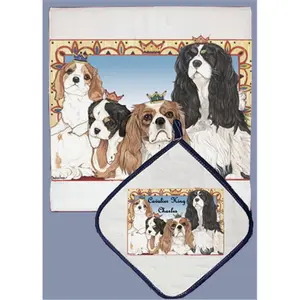 Pipsqueak Productions  Dish Towel and Pot Holder Set - Cavalier King Charles