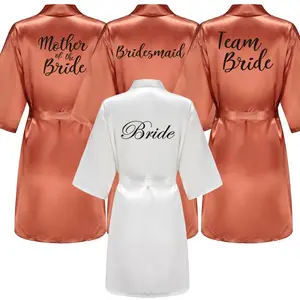 Satin Silk Robes Plus Size Wedding Bathrobe Bride Bridesmaid Mother Maid of Honor Gown Women Clothing Sleepwear Caramel