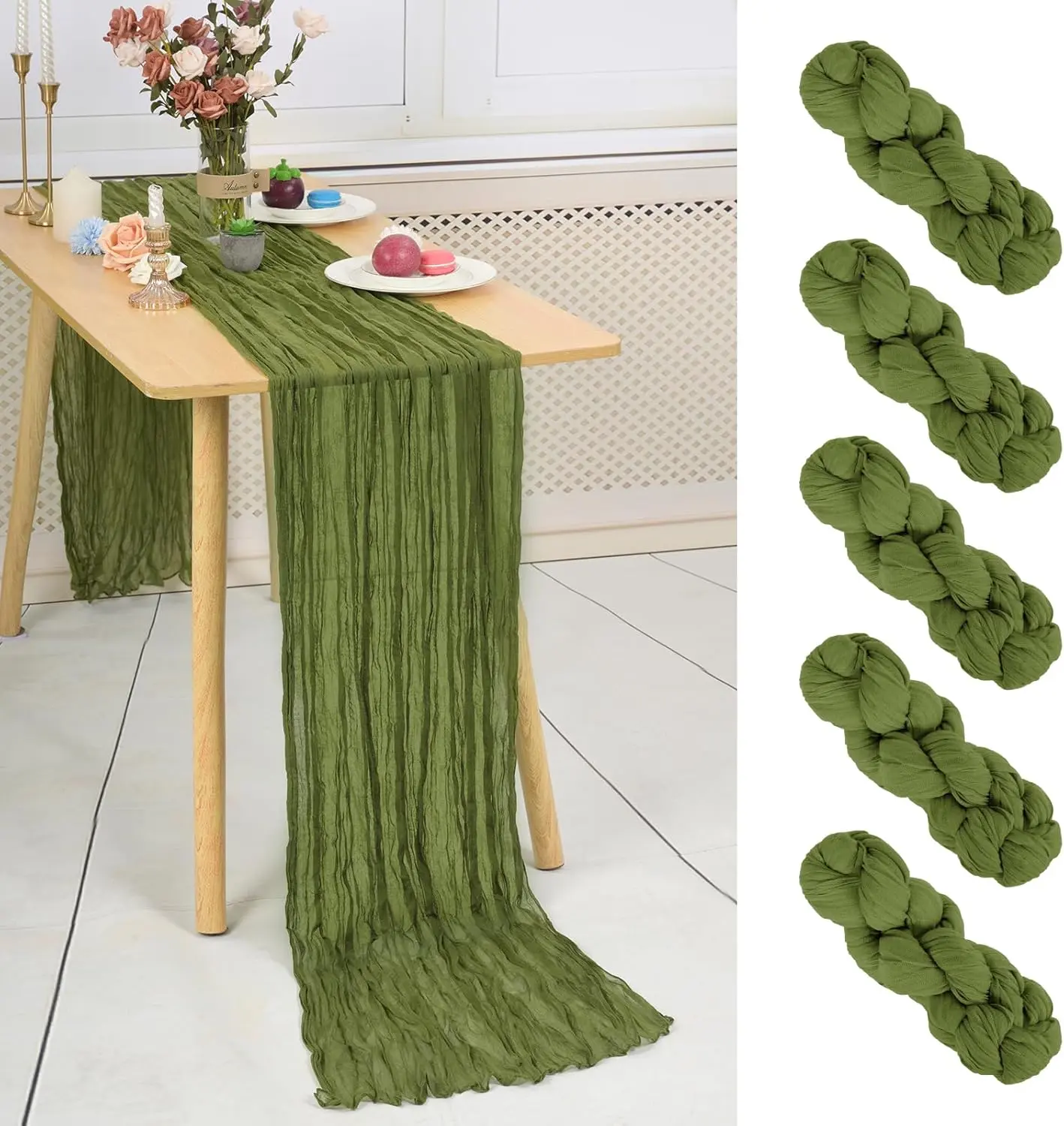 5 Pack Cheesecloth Table Runner 10FT Boho Gauze Table Runner for Mother’s Day Brunch Summer Table Setup Wedding Baby Shower Graduation Party Table Decor #SummerVibes