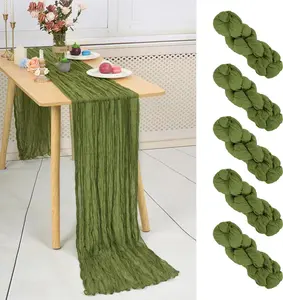 Showgeous 5-Pack 35×120 Inch Cheesecloth Table Runners – Romantic Boho Wedding & Valentine’s Day Table Decor for Engagements, Proposals, Baby Showers,& Special Events