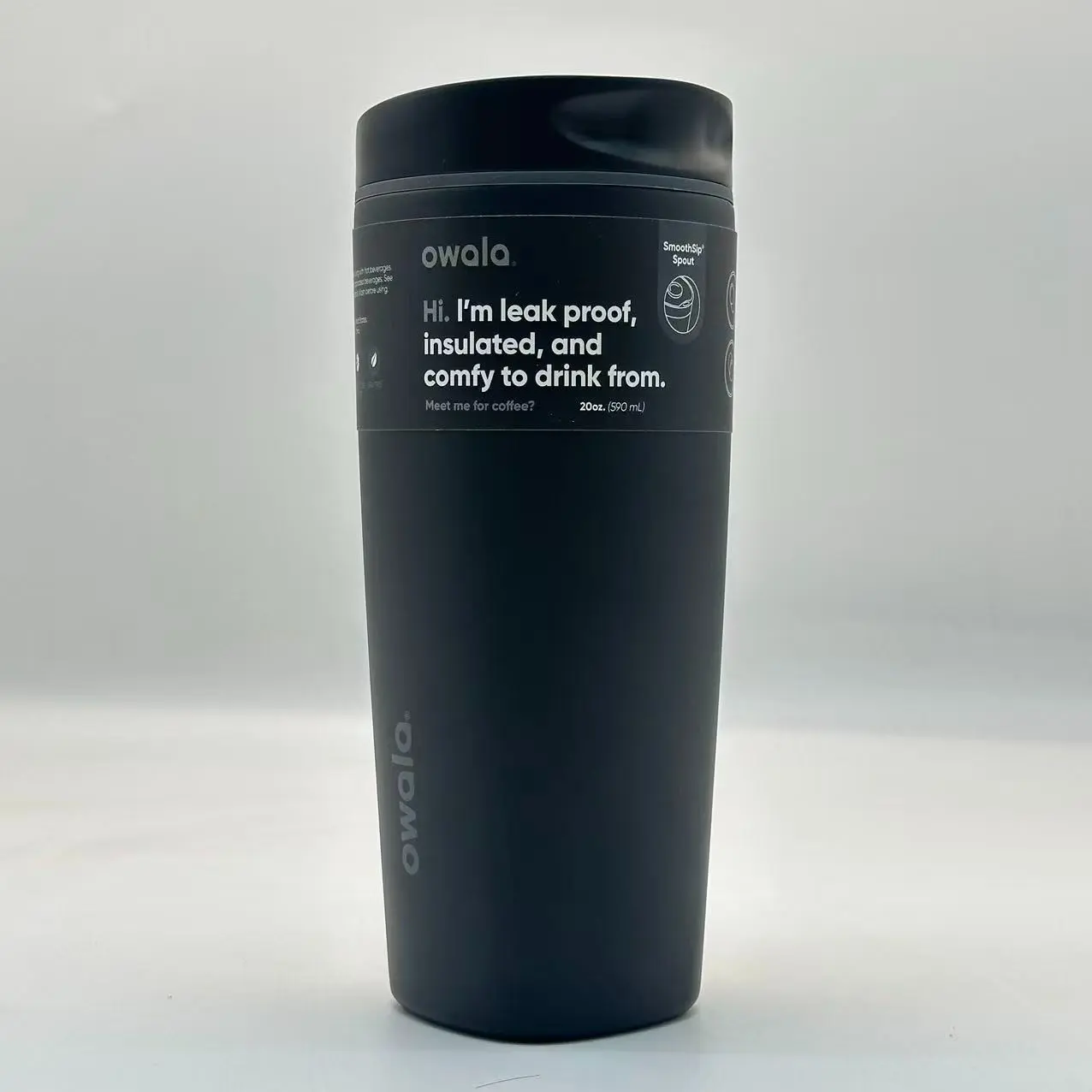 Owala 20oz Very Very Dark SmoothSip Slider Coffee Tumbler Stainless Steel Mug