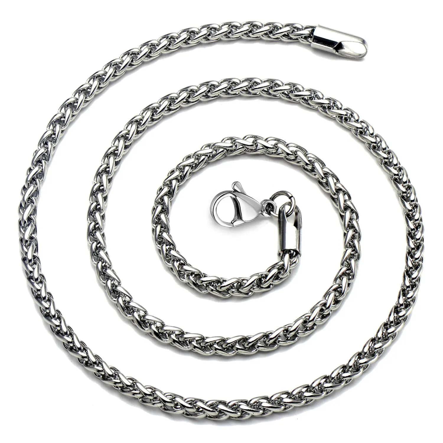 2.5mm Wheat Chain for Men and Women (Unisex) Stainless Steel Mens Chian Necklace for Boys