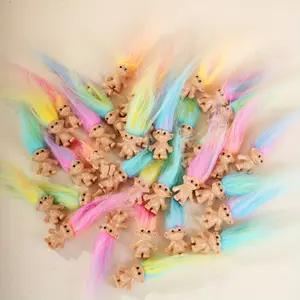 50pcs Colorful Long-Haired Troll Doll Figurines - Gradient Two-Tone Plastic Sculptures, Whimsical Easter & Birthday Gifts, Perfect for Fantasy Decor or Playtime Fun, Playful Gift Figures | Vibrant Hair Dolls Detailed Sculptures