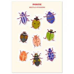 Beetle Sticker Sheet 4" x 6" Vinyl Stickers