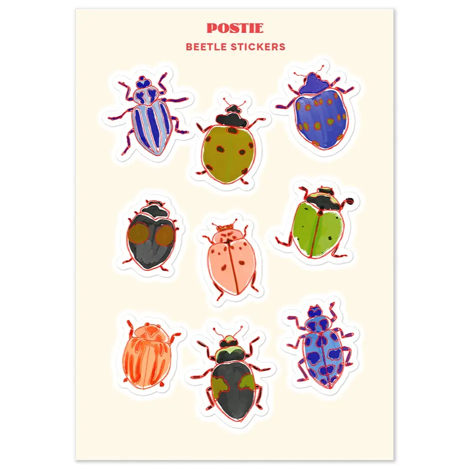 Beetle Sticker Sheet 4" x 6" Vinyl Stickers