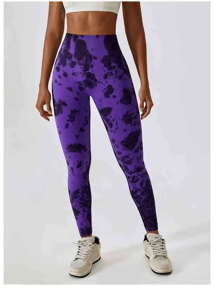 Gracie Tie Dye Wide Waistband Active Leggings
