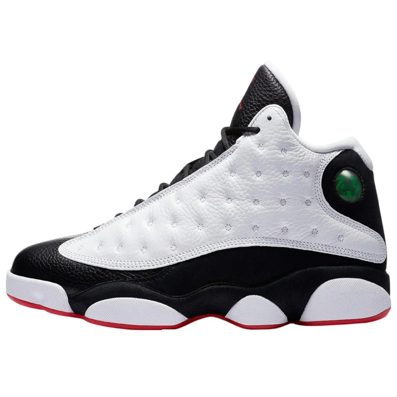 Jordan Air Jordan 13 Anti-Slip Wear-Resistant Mid-Top Vintage Basketball Shoes Unisex White Black 414571-102