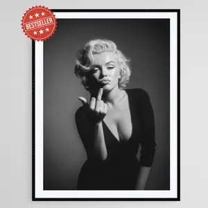 Unframed, Room Decor, Iconic Pop Culture Wall Decor, Marilyn Monroe Showing Middle Finger Poster, Bold Vintage Attitude Artwork