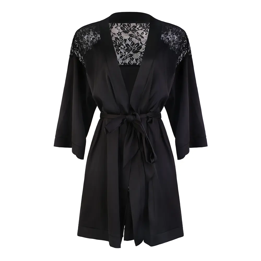 HSIA Women's Long Sleeve Satin Robe Elegant Lace Trim Wrap Sleepwear with Belt Smooth Silky Womenswear Bridal HSIA Women's Long Sleeve Satin Robe Elegant Lace Trim Wrap Sleepwear with Belt Smooth Silky Womenswear Bridal