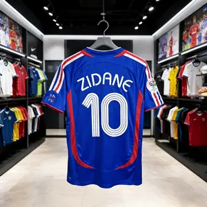 2006 France National Team Home Short Sleeve Uniform No.10 Zidane Fan Edition Retro Soccer Jersey Blue