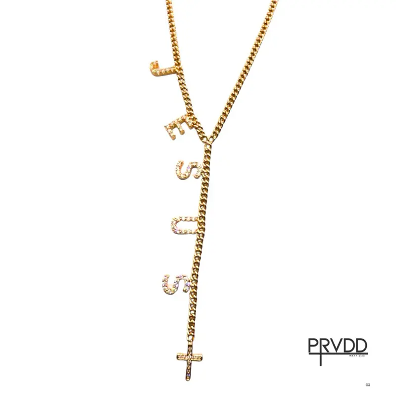PRVDD Jesus V-Neck Necklace - Gold Stainless Steel Hypoallergenic Tarnish Resistant Water Resistant Adjustable Chain Everyday Comfort