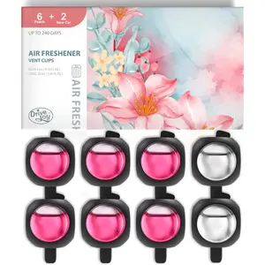 DRIVEJOY Car Air Freshener Vent Clips, 8PK, Peach & New Car Scent, Long Lasting Odor Eliminator for Men & Women, Up to 240 Days