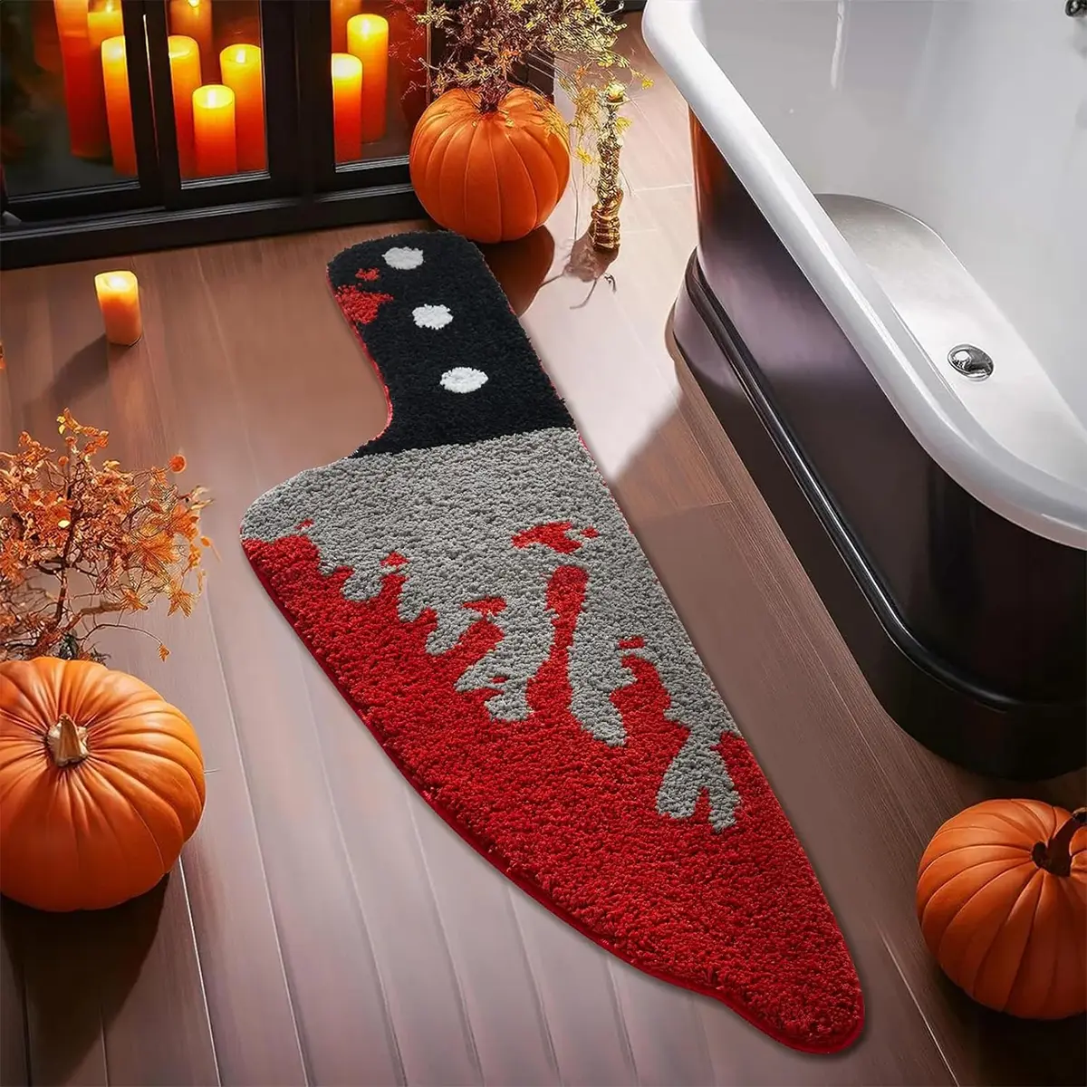 Halloween Cartoon Pattern, Bloodstain Design, Soft Floor Mat, Decorative Fluffy Rug, Soft Area Rug for Living Room & Bedroom Decor, Perfect Halloween Gift Idea