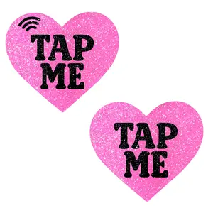 Tap Me Pink Heart Smart NFC Pasties | Tap to Tip, Follow & Share Links Instantly