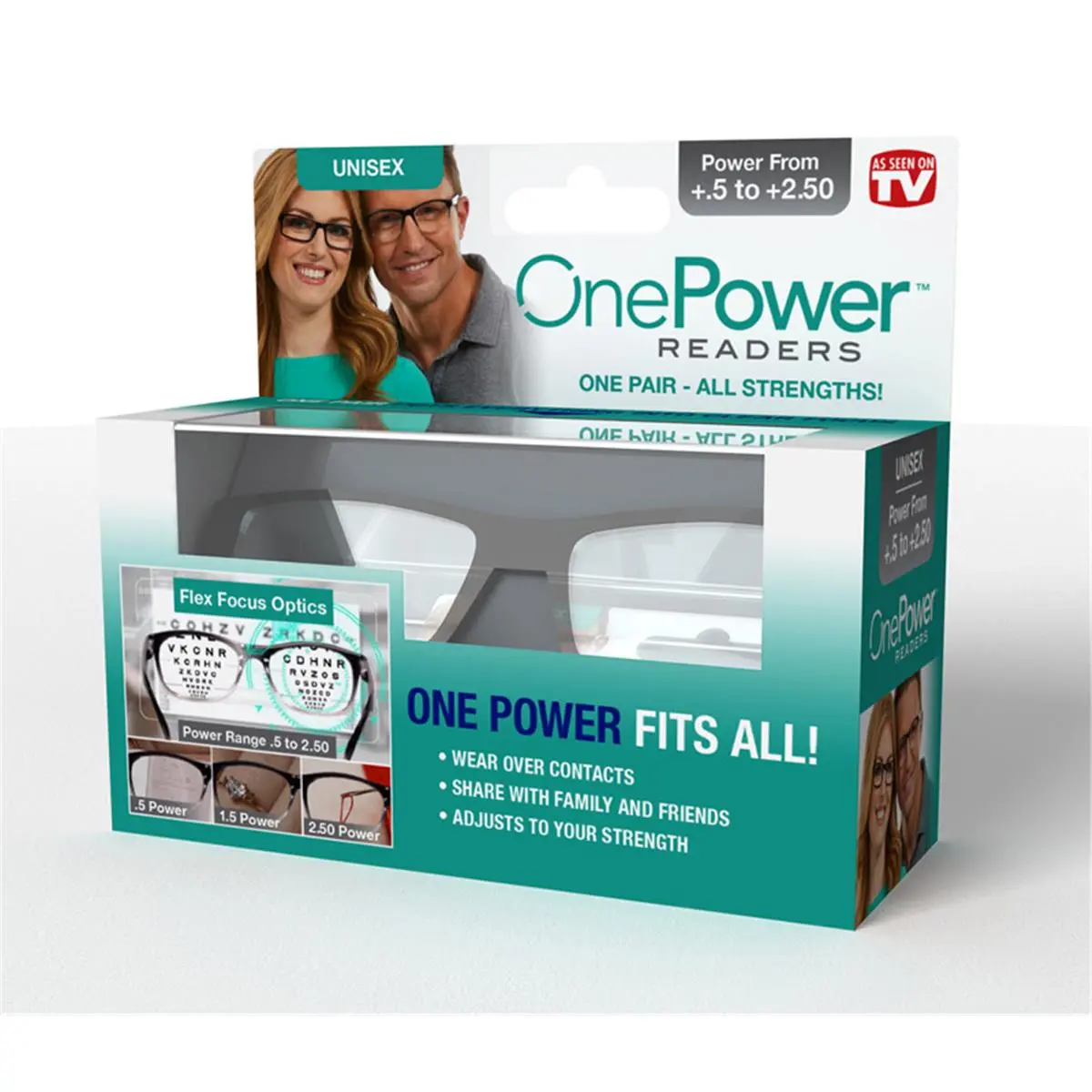 212 MAIN Unisex Fit Black Polycarbonate Reading Eyeglasses - 1 Power Option Available in Strengths 0.5-2.5