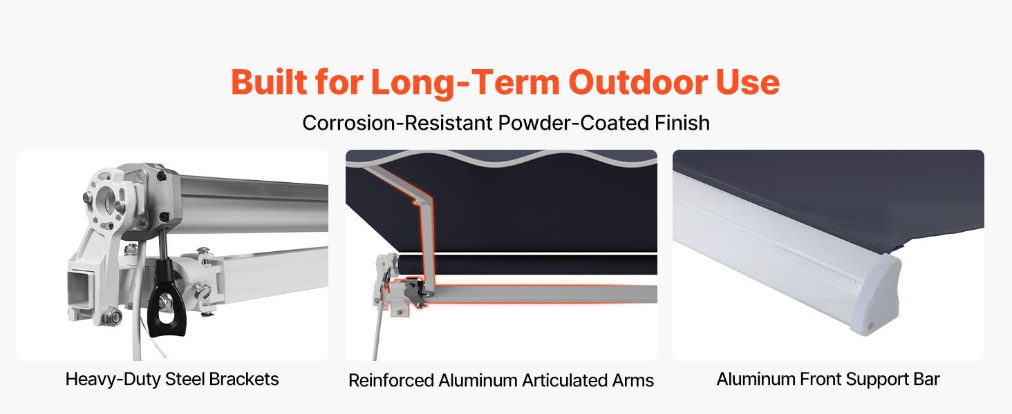 VEVOR Manual Retractable Awning, 11.5' x 9.8' Outdoor Patio Awning Retractable Sun Shade, Patio Door Window Water-Resistant Polyester Sunshade Shelter with Crank Handle for Deck, Balcony, Yard, Gray VEVOR Manual Retractable Awning, 11.5' x 9.8' Outdoor Patio Awning Retractable Sun Shade, Patio Door Window Water-Resistant Polyester Sunshade Shelter with Crank Handle for Deck, Balcony, Yard, Gray