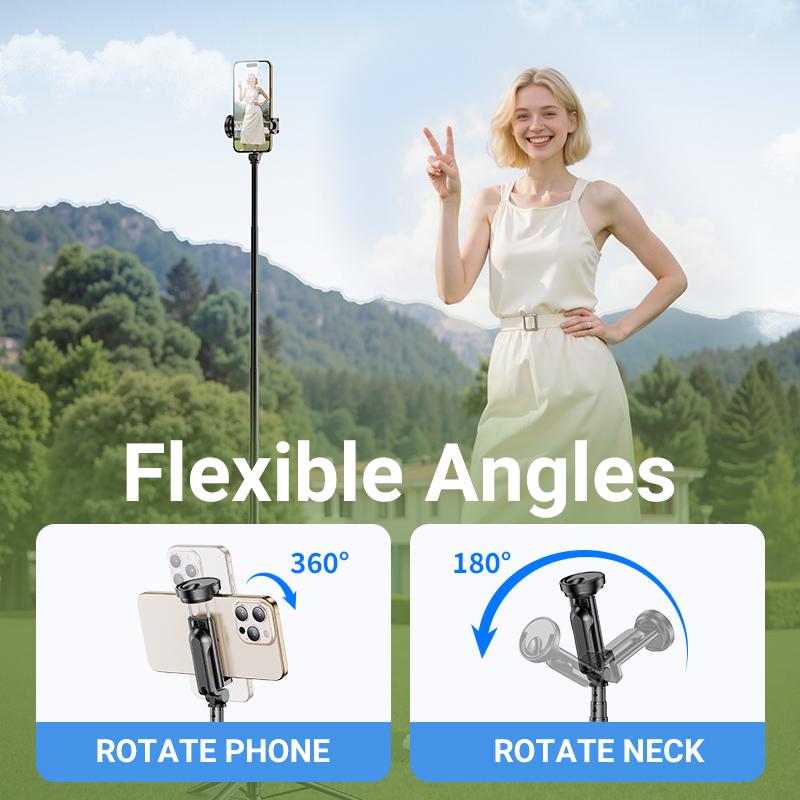 68inch Portable Selfie Stick Tripod,  Automatic Unfolding Design, One Click Open Tripod, 1.75m extendable selfie stick,  with bluetooth remote control for iPhone & Android