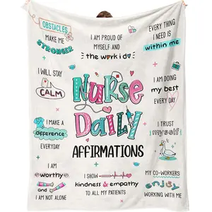 1pc Gifts for nurses (both men and women), Nurses' Week gifts - nurses' daily affirmation blankets, LPN RN gifts for practicing nurses, nursing school graduate birthday thank-you gifts flannel blankets, Slogan Print Blanket