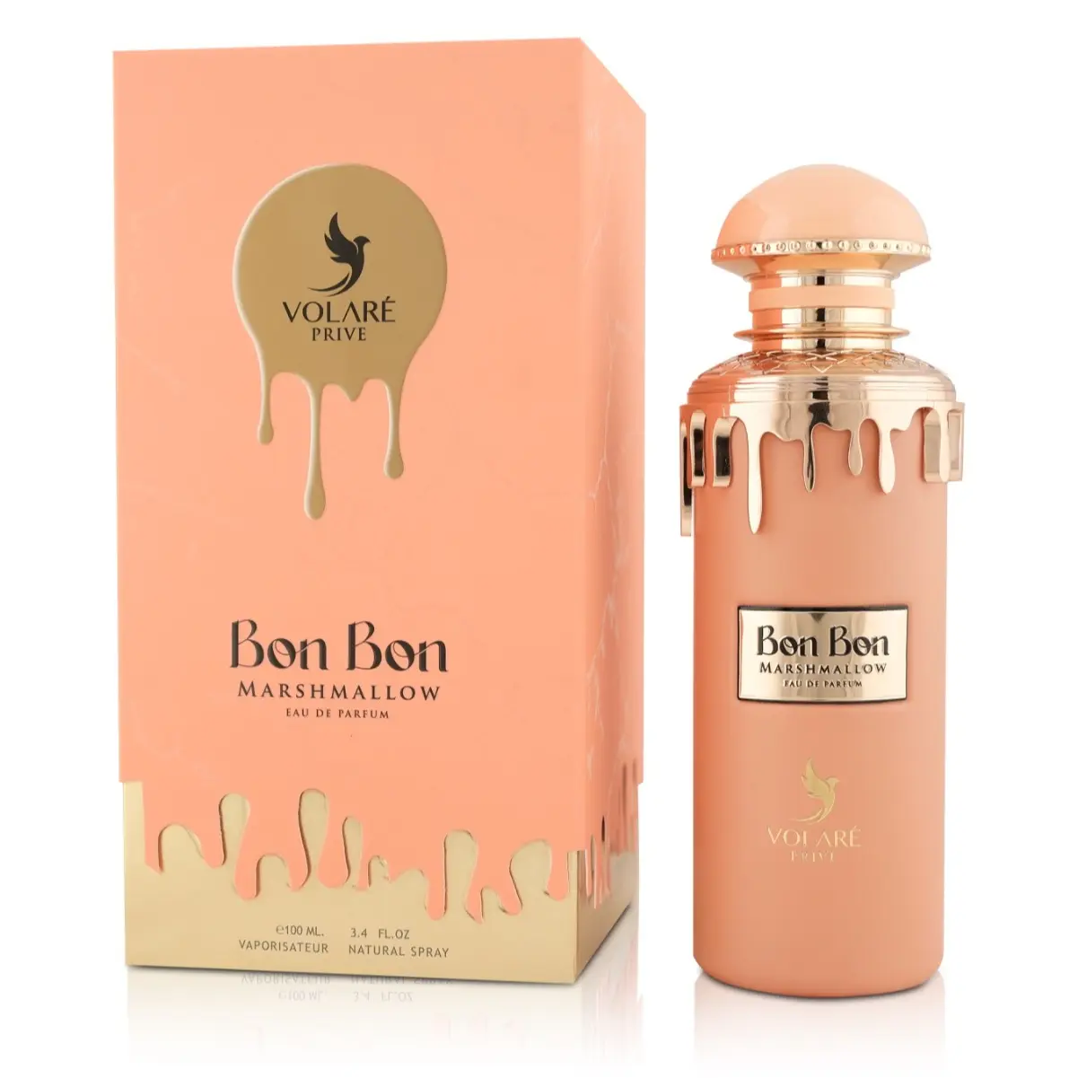 Volare Prive Bon Bon Marshmallow Unisex Alcohol-Based Eau De Parfum, 100 ML Single Item, Floral Strawberry-Orange Blossom & Marshmallow Notes, Ideal for Everyday Wear